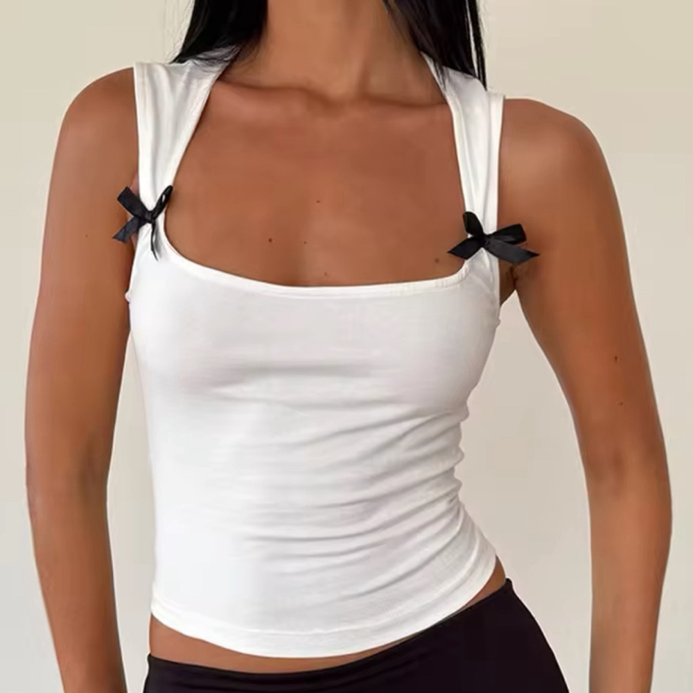 White tank top with bow detailing